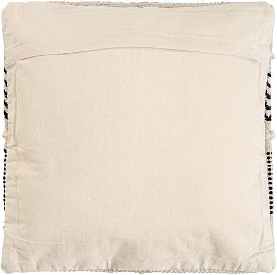 Generic Handmade (Design 1, Pack of 1) Macrame Boho Cotton Pillow Case, 18 x 18 inches, Canvas Fabric, Back Zipper, for Sofa, Bed, Living Room, Bedroom
