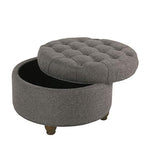 HomePop 25" Button Tufted Round Storage Ottoman - Dark Gray - color: Dark Gray