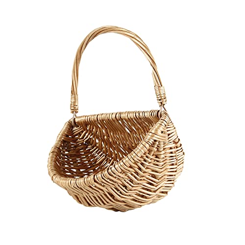 Wall Hanging Basket, Woven Wicker Decorative Plants Flowers Basket for Porch Garden Farmhouse Kitchen (Semiround) - color: Natural, size: Semicircle