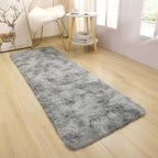 Tie-dye Runner Rug 2x6 Grey Rug Runner for Bedroom Kitchen Bedside Hallyway Entryway Super Soft and Fluffy Carpets Washable Kids and Pets Friendly - color: Grey and White, size: 2 x 6 feet