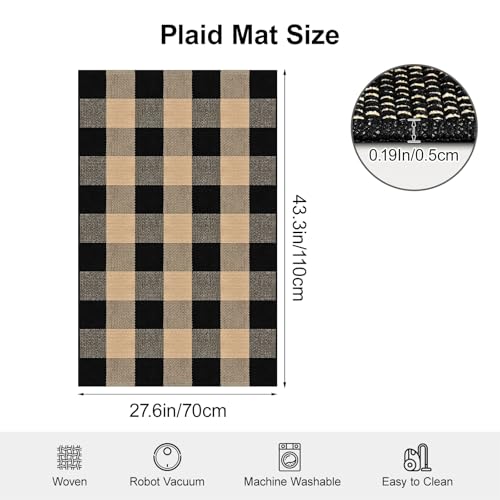 Plaid Outdoor Rug 2.3 X 3.6 Ft Buffalo Check Rug Brown and Black Checkered Mat Washable Plaid Rug Cotton Buffalo Plaid Rugs for Entryway Farmhouse Patio Bedroom - color: Brown and Black, size: 2.3‘×3.6’