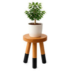 Rubber Wood 9" Round Plant Stand |Dip Dyed Black Stool, Wood Riser |Milking Stool (12" H) - color: 12" Tall Black