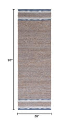 SAFAVIEH Natural Fiber Collection Runner Rug - 2'6" x 8', Natural & Blue, Handmade Farmhouse Boho Coastal Rustic Jute, Ideal for High Traffic Areas in Living Room, Bedroom (NF874M) - color: Natural/Blue, size: 2'6" x 8' (Runner)