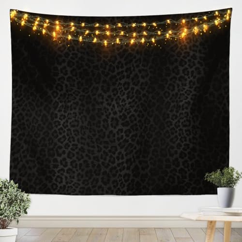Feelyou Black Leopard Tapestry Cheetah Decor Wall Hanging Geometric Wall Tapestry African Safari Animal Tapestries Modern Abstract Pattern for Kid Boy Men Artwork, Small 51"x59" - color: Black, size: 59"L x 51"W
