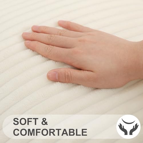 Simmore Decorative Throw Pillow Covers 18x18 Set of 2, Soft Natural Plush Flannel Double-Sided Fluffy Couch Pillow Covers for Sofa Living Room, Cream White - color: Cream White, size: 18" x 18" (Pack of 2)