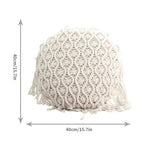 Boho Cushion Covers Hand Woven Pillowcase Round Shape Pillow Cover with Tassel Macrame for Bed Couch Car Home Decor Cream