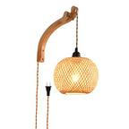 Plug in Wall Sconce,Farmhouse Wicker Wall Lamp Plug in,Hand Woven Rattan Wall Light Farmhouse Rustic Boho Sconces Wall Lighting for Living Room Bedroom - color: Bamboo, size: 1 PACK