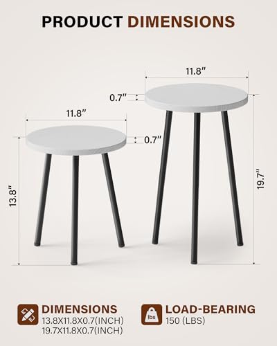 Plant Stand Indoor Tall: Corner Wood Plant Stand 2 Pack Mid Century Modern Decor - Small Round Plant Table for Indoor Plants - Outdoor Plant Holder for Patio Living Room Bathroom Office (White) - color: White, size: 14"&20"