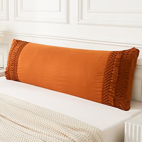 Move Over Burnt Orange Body Pillow Cover Macrame Grid Tassel Body Pillow Case Cover Boho Chic Decorative Pillow Case Covers 20x54 Soft Washed Microfiber Rust Long Pillowcase for Bed - color: Rust Tassel, size: Body, 20" x 54" (Pack of 1)