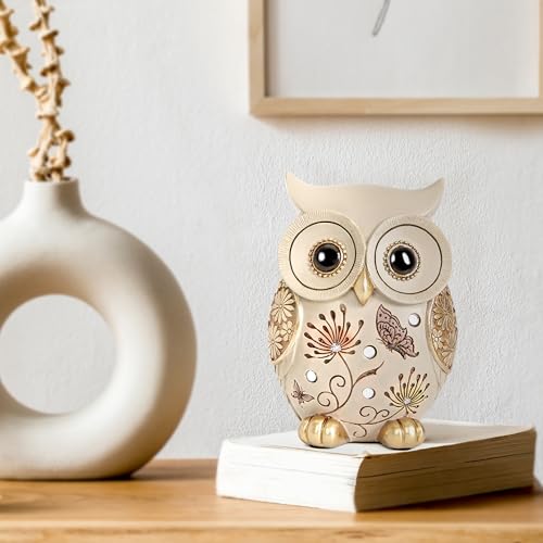 Owl Statue for Home Decor Accents - Boho Decor for Rooms, Bookshelf, Office Table and Living Rooms, Vintage Cute Figurines for Bird Lovers Owl Gifts - color: Colorful