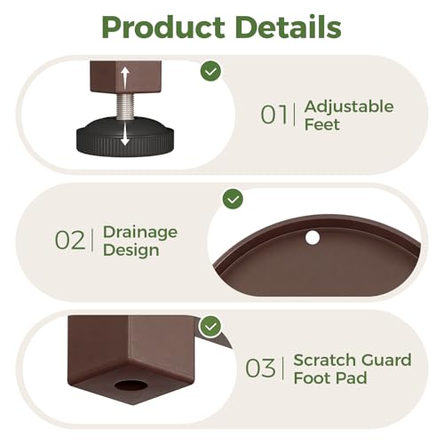 Bamworld Corner Plant Stand Indoor Outdoor, Tall Metal Flower Pot Stands for Multiple Plants, 4 Tier Brown Heavy Duty Plant Shelf for Patio Garden Balcony Living Room Bedroom(Patent Design) - color: Matte Brown, style: Spiral 4Tier