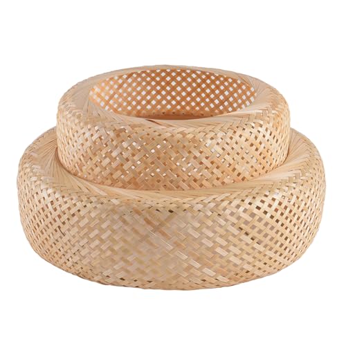 Bamboo Lamp Shade,Hand-Woven Bamboo Rattan Hanging Light Shade,13.77" Rattan Chandelier Shade for Dining Living Bedroom Kitchen Farmhouse 1-Pack - color: Bamboo 13.77 in 1-Pack