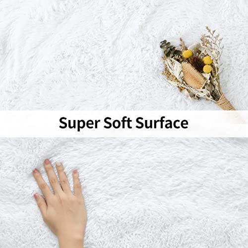 Merelax Soft Modern Indoor Shaggy Area Rug for Bedroom Livingroom Dorm Kids Room Home Decorative, Non-Slip Plush Fluffy Furry Fur Rugs Comfy Nursery Accent Floor Carpet 2x3 Feet, White - color: White, size: 2' x 3' (Rectangular)
