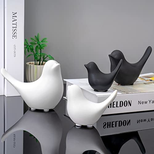 Notakia Small Birds Statues Black Modern Farmhouse Decor Deals, Farmhouse Decor for Kitchen Counter, Bathroom Shelf, Living Room, Office Sculpture, Knick Knacks for Shelves - color: White 2pcs Black 2pcs