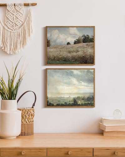 InSimSea Framed Canvas Wall Art Vintage Decor, Cornfield Countryside Scenery Rustic Farmhouse Wall Decoration, Country Decor Wall Art for Bedroom, Living Room Kitchen Bathroom, 11"x14" - color: Corn Field, size: 14"L x 11"W
