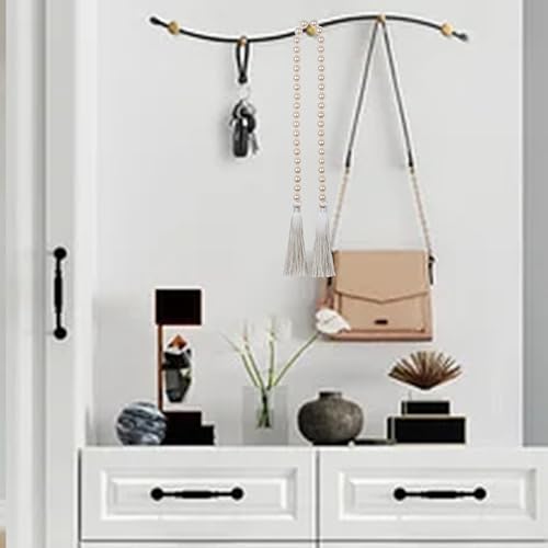 34 Inch Glass Bead Garland with Tassels - Elegant Boho Table Decor, Fringe Wall Hanging for Wedding, Party, Farmhouse Rustic Prayer Bead Home Decoration(2 Pack,Off White) - color: Off White, size: 2 Pack