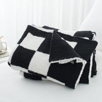Carriediosa Checkered Throw Blanket 90" X 90" Queen, 400GSM Ultra Soft Microfiber Fuzzy Fluffy Reversible Cute Preppy Knitted Blankets Cozy Plush Fall Throws for Couch, Bed, Sofa, Black - color: Check - Black, size: 90" X 90"