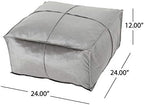Foamma Pouf Ottoman Smoke, 24"x24"x12" - Square Ottoman Foot Rest for Living Room and Bedroom, Pouf Footstool with Velvet Cover, Foot Rest for Couch, Boho Furniture for Home