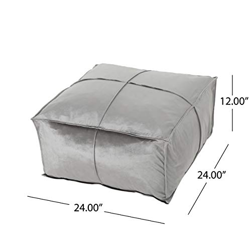 Foamma Pouf Ottoman Smoke, 24"x24"x12" - Square Ottoman Foot Rest for Living Room and Bedroom, Pouf Footstool with Velvet Cover, Foot Rest for Couch, Boho Furniture for Home - color: Smoke