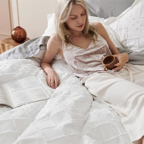 Bedsure Boho Cal King Duvet Cover - Mineral Blue Breathable & Soft Boho Bedding, Machine Washable Comforter Cover for All Seasons, Includes 1 Duvet Cover 104"x98" with 2 Pillow Shams & Zipper Closure - color: 09 - Mineral Blue(no Comforter), size: Cal Kin