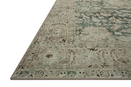 Loloi Magnolia Home by Joanna Gaines Sinclair Collection SIN-05 Jade/Sand 2'-3" x 7'-6", .25" Pile Height, Machine Washable, Runner Rug - color: Jade / Sand, size: 2'3" x 7'6" (Rectangular)