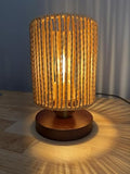 Handmade Rattan Lamp Boho Table Lamp for Bedroom, Stepless Dimming Small Woven Lamps for Night Stands with Warm White LED Bulb, Coastal Boho Lamp for Living Room Reading Nook Office Desk - color: Bohemian - Dimmable