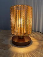 Handmade Rattan Lamp Boho Table Lamp for Bedroom, Stepless Dimming Small Woven Lamps for Night Stands with Warm White LED Bulb, Coastal Boho Lamp for Living Room Reading Nook Office Desk - color: Bohemian - Dimmable