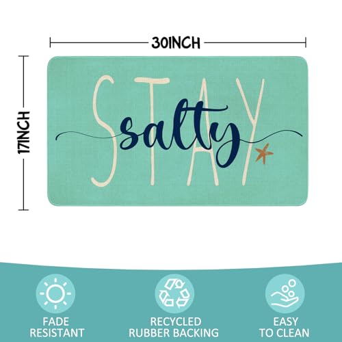 Summer Door Mat,Stay Salty Beach Ocean Indoor Outdoor Non-Slip Doormat,Entryway Front Porch Farmhouse Summer Welcome Door Rug Colorful for Entrance Decor 30" x 17" - color: Summer Stay Salty