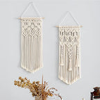 Mkono 2 Pcs Macrame Woven Wall Hanging Boho Chic Geometric Art Decor - Beautiful Bedroom Nursery Apartment Home Decoration, Gift for Girls Adults Birthday Christmas, 28" L x 13" W - size: Medium