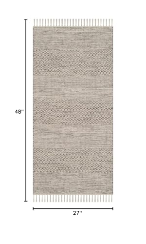 SAFAVIEH Montauk Collection Accent Rug - 2'3" x 4', Ivory & Steel Grey, Handmade Flat Weave Boho Cotton Tassel Fringe, Ideal for High Traffic Areas in Entryway, Living Room, Bedroom (MTK330M) - color: Ivory/Steel Grey, size: 2'3" x 4' (Rectangular)