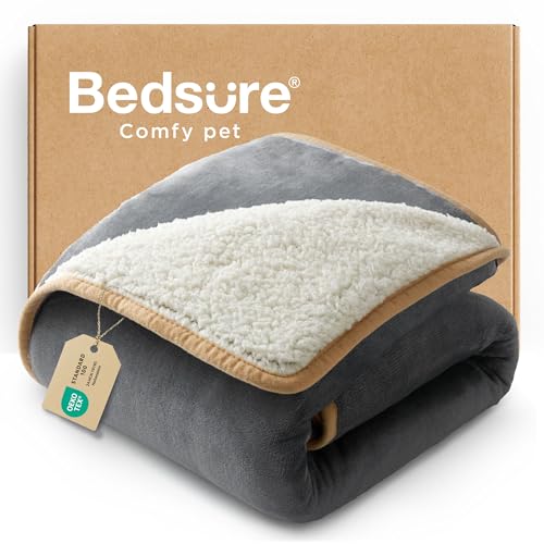 Bedsure Waterproof Dog Blankets for Small Dogs - Small Cat Blanket Washable for Couch Protection, Sherpa Fleece Puppy Blanket, Soft Plush Reversible Throw Furniture Protector, 25"X35", Grey - color: Grey, size: S(25x35")