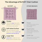ELFJOY 4 Pack Chair Cushions for Dining Chairs Indoor Kitchen Seat Cushions with Ties Tufted Square Seat Pas for Kitchen Dining Office Room (16" Light Purple Velvet) - color: Light Purple