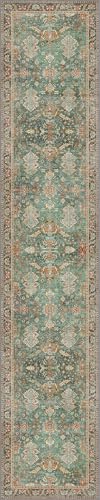 Bavni Runner Rug, Machine Washable Rugs for Bedroom 2x10, Non Slip Boho Rugs with Rubber Backing, Ultra-Thin Folable Rug Runner for Hallways Bathroom, Sage/Gold - color: Sage/Gold, size: 2' x 10' (Rectangular)