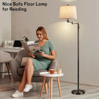 Ruiever Dimmer LED Floor Lamp,Tall Standing Lamp with Swing Arm,Black Gold Hand Brushed Lamp with Dimmer LED Bulb,Elegant Floor Lamp for Living Rooms & Bedroom (Black Gold Old Brushed) - color: Old Brushed