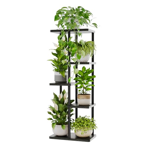 Bamworld Plant Stand Indoor, Corner 5 Tier Metal Plant Shelf for Multiple Plants, Tiered Flower Pot Stands for Patio Garden Balcony Living Room Bedroom, Black - color: Black, size: 5 Tier