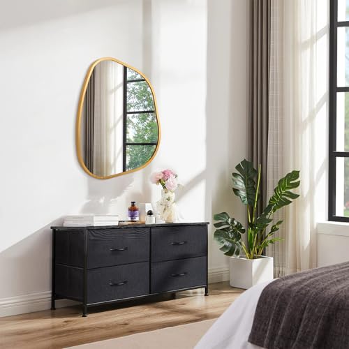 Irregular Wall Mirror, Asymmetrical Bathroom Mirror Decorative 18"x26" Gold Asymmetrical Mirrors Aviation Aluminum Alloy Frame for Bathroom, Living Room, Bedroom, Entryway - color: Gold-irregular 7(26"x18")