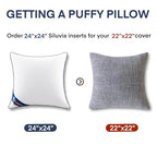 Siluvia 24x24 Pillow Inserts Set of 2 Square Throw 24 Euro Pillows with 100% Cotton Cover for Sofa, Couch, and Bed - White - size: 24x24 Inch (Pack of 2)