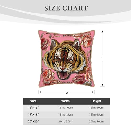 Tiger Floral Pink Velvet Pillow Covers 20x20 Inch Flower Animal Print Throw Pillows for Couch Farmhouse Cushion Covers Pillowcase Modern Pillow Cases for Sofa Bed Living Room Outdoor Decor - color: Tiger, size: 20" x 20" (Pack of 1)