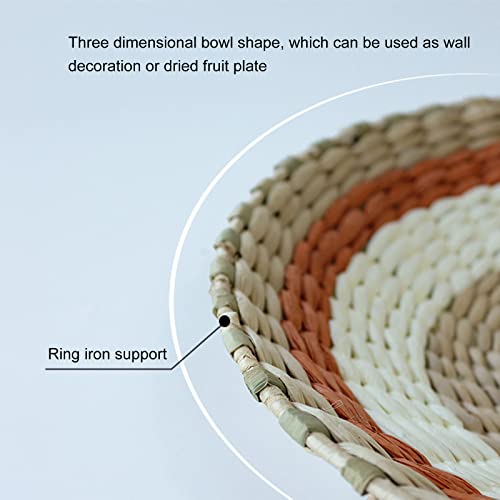 Ochine Woven Wall Basket Set Hanging Seagrass Baskets Boho Wall Basket Decor Wall Hanging Baskets Wicker Rattan Wall Decor Decorative Handmade Round Woven Wall Sculptures for Living Room Bedroom - color: D, size: 25CM