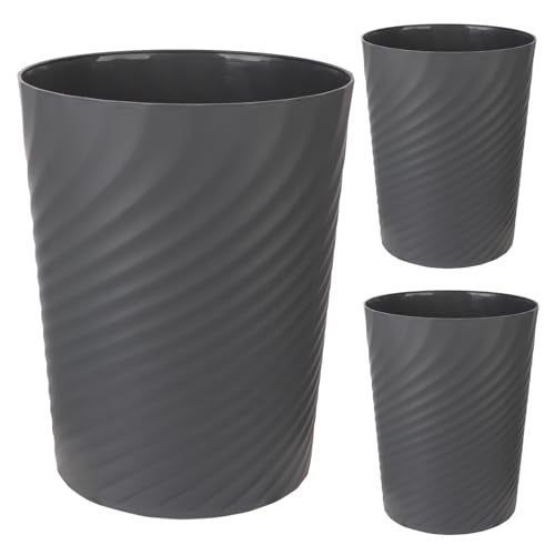 UUJOLY Plastic Small Trash Can Wastebasket, Garbage Container Basket for Bathrooms, Laundry Room, Kitchens, Offices, Kids Rooms, Dorms, 1.8 Gallon, Dark Grey, 3 Pack - color: Dark Grey, size: 1.8 Gallon/3 Pack