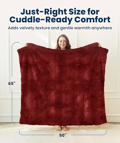 Everlasting Comfort Soft & Comfortable Red Faux Fur Throw Blanket for Couch - (50"x65") Minky & Fluffy Fall Blankets & Throws, Plush Fuzzy Cover for Bed, Sofa & Living Room - Cozy Home Decor - color: Red