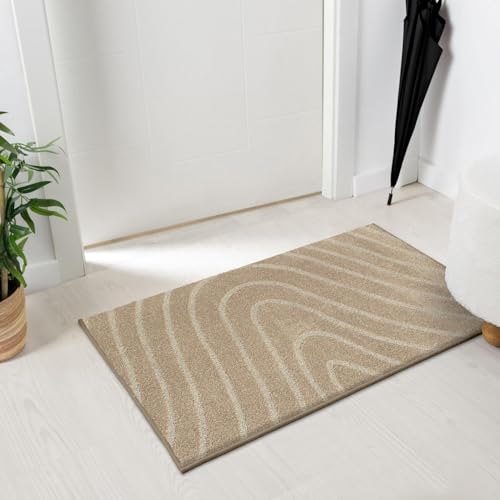 LUXE WEAVERS Modern Geometric Wave Beige 2x3 Area Rug - color: Beige, size: 2' x 3' (Rectangular)
