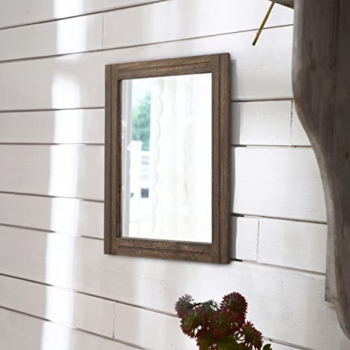 AAZZKANG Rustic Wood Mirror Rectangle Decorative Wall Hanging Mirrors with Frame for Bedroom Living Room Bathroom Home Entryway - color: Retro Brown, size: 16"L x 12"W