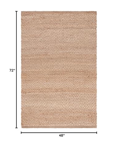 SAFAVIEH Natural Fiber Collection Accent Rug - 4' x 6', Natural, Handmade Farmhouse Fringe Jute, Ideal for High Traffic Areas in Entryway, Living Room, Bedroom (NF731A) - size: 4' x 6' (Rectangular)
