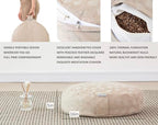 Meditation Cushion, Comfortable Meditation Pillow with Peacock Feather Jacquard Cover. Buckwheat Hull Filled Zafu Floor Pillow 16 * 16 * 5 in - color: Apricot Gray