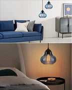 ELYONA 2 Pack Bubble Glass Pendant Lights 8 inch Modern Blue Hand Blown Globe Glass Pendant Lighting Hanging Light fixtures for Kitchen Island Dining Room Bar Bedroom Living Room - color: Blue-2 Pack