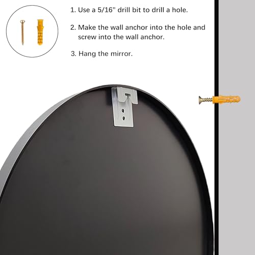 Sunniry Small Round Mirror, 16 inch Black Circle Mirror, Matte Metal Frame | High Definition Mirror, No Distortion, Easy Installation, Circular Mirrors for Bathroom, Bedroom, Vanity, Wall Decor. - color: Black, size: 16"L x 16"W