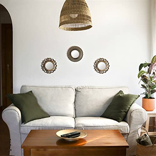 BONNYCO Wall Mirrors Pack of 3, Round Gold Mirrors for Home Decor Bedroom and Living Room. Espejos Decorativos de Pared Sala Dormitorio, Circle Wall Decor Minimalist Vintage Chic. Gifts for Women Mums - color: Gold Vintage