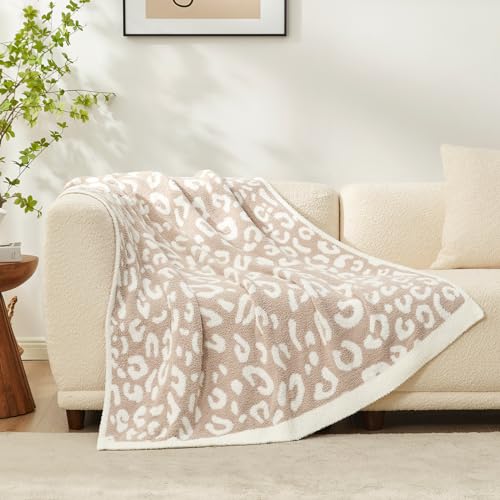 Snuggle Sac Leopard Throw Blanket for Couch Bed Sofa 50x60 inches, Reversible Beige Leopard Blanket Ultra Soft Cozy Blankets for Women Mothers Birthday Gifts - color: Leopard Beige, size: Throw(50"x60")