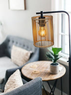 2 pack Small Lampshades for Table Lamp Shade Floor Lamp Shade,woven rattan boho Bamboo Lampshades,5.5"x5.5"x7.9" - color: White/beige